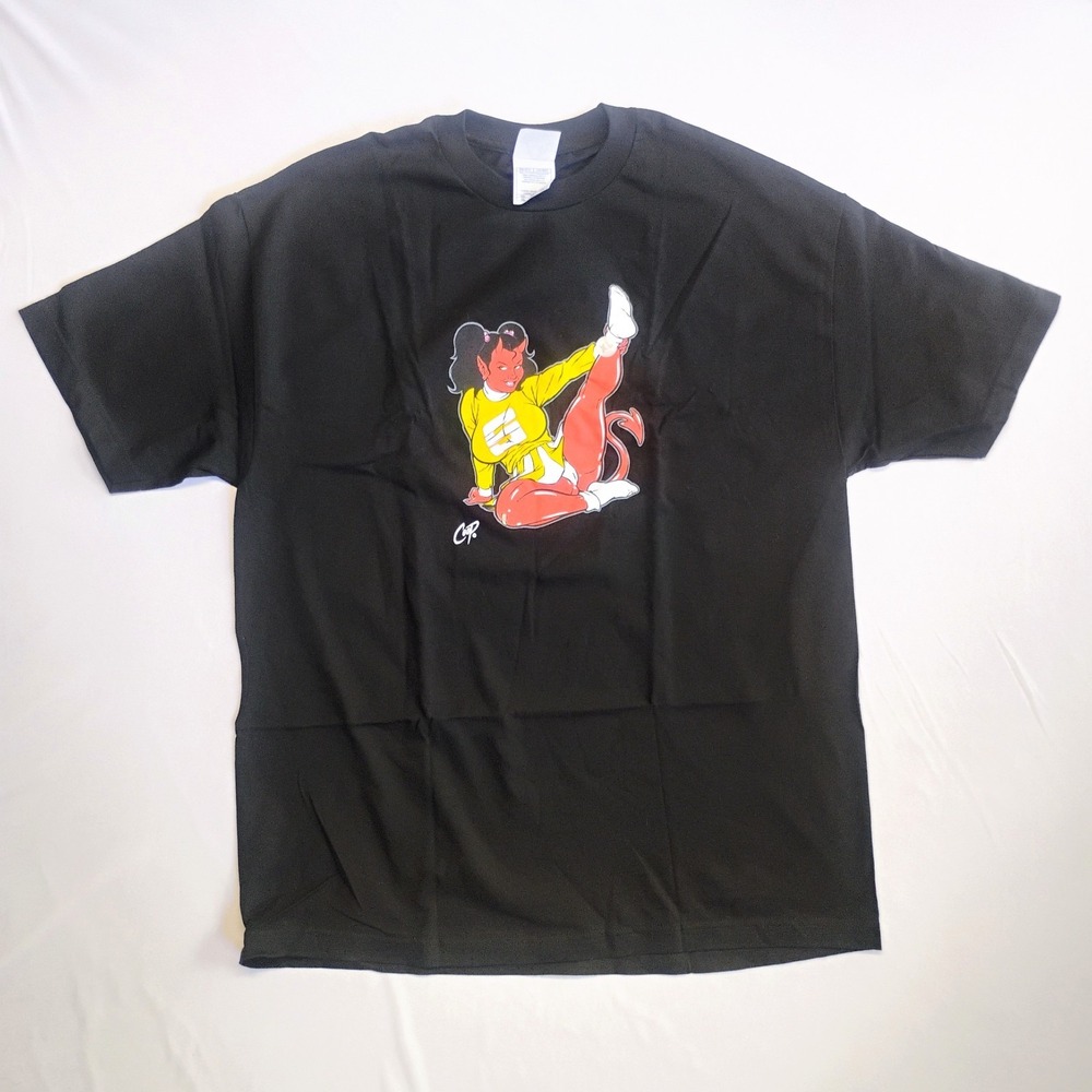 Coop Devil Girl Graphic T-Shirt Black SZ XL Lowbrow Art Pin Up Tee VTG 90's 00's